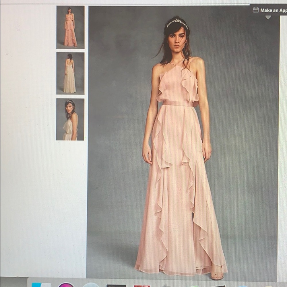 Chiffon high-neck bridesmaid dress with tie back